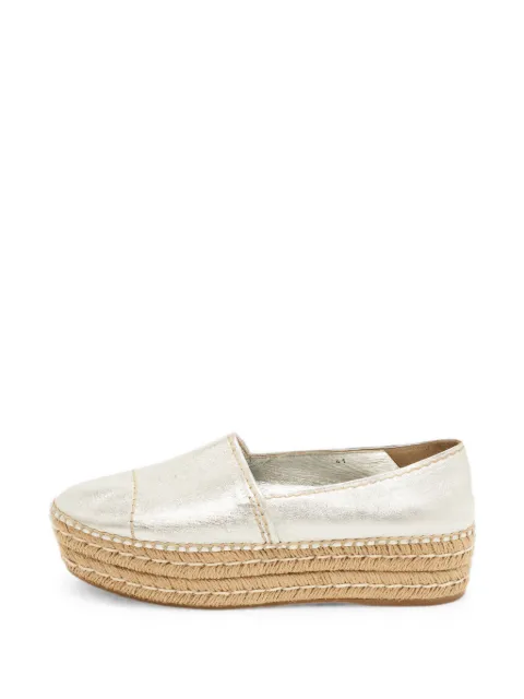 Prada Pre-Owned leather platform flat espadrilles Silver 1376800