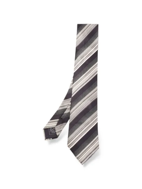 Brioni Vintage striped satin tie Black 1367393