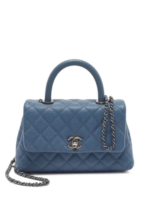 CHANEL Pre-Owned 2016-2017 Coco quilted satchel bag Blue 1337087