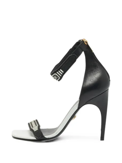 Versace Pre-Owned logo-patch ankle-strap sandals Black 1368307