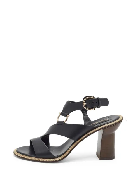 Ferragamo Pre-Owned Gancini motif buckle-strap sandals Black 1374411