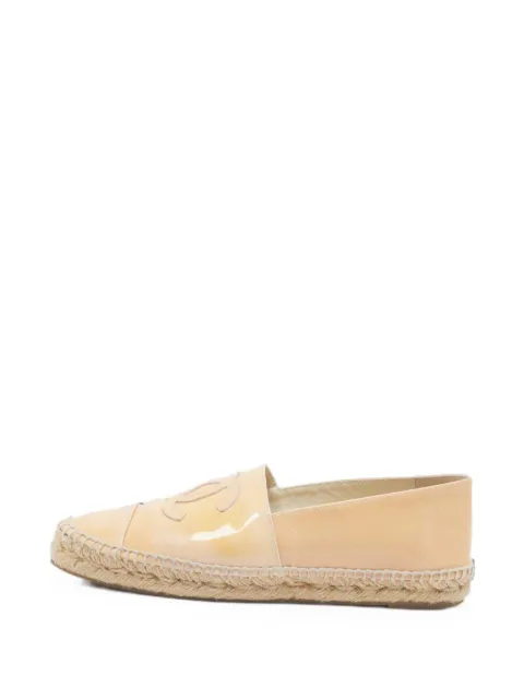CHANEL Pre-Owned CC patent-leather espadrilles Neutrals 1374225