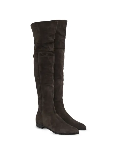 Prada Pre-Owned suede over-the-knee boots Brown 1260451