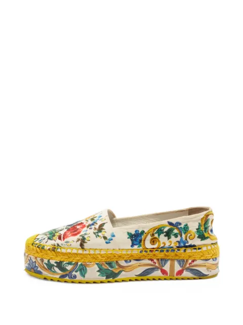 Dolce & Gabbana Pre-Owned floral-print jacquard platform espadrilles White 1375050