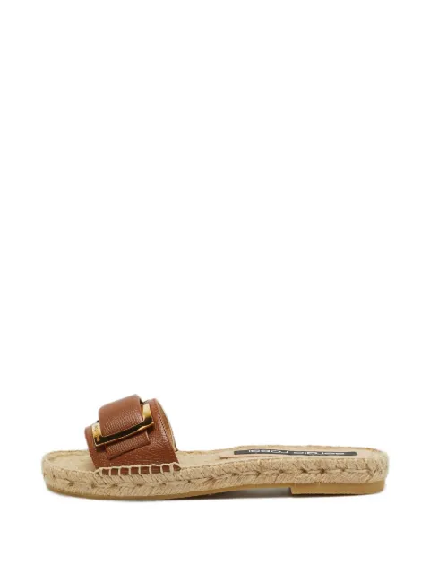 Sergio Rossi Vintage buckled flat slide espadrilles Brown 1371588
