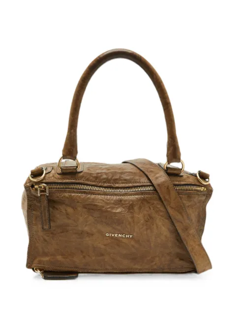 Givenchy Pre-Owned Pandora crackle-leather satchel bag Brown 1375175