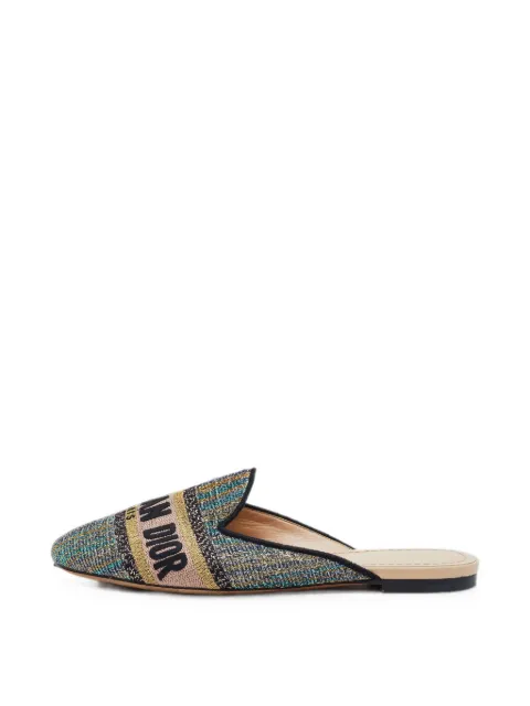Christian Dior Pre-Owned embroidered logo mules Blue 1372545