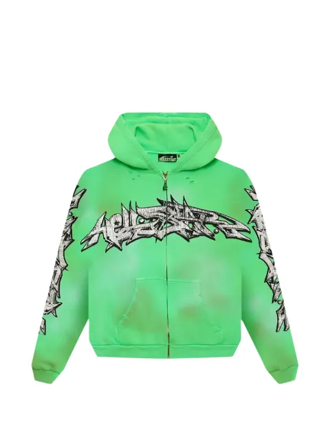 HELLSTAR graffiti-print zip-up hoodie Green HSR318