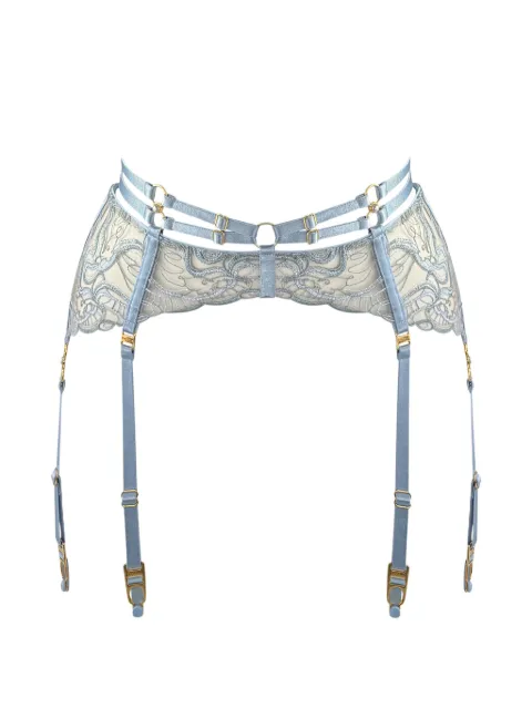 Bordelle Pearl embroidered suspender belt Blue AW27S01