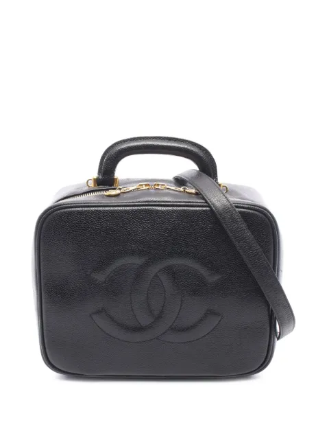 CHANEL Pre-Owned 1996-1997 CC Caviar Vanity Case satchel Black RV49PTUQ30EO6X43