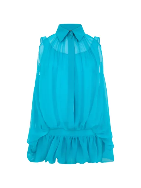 Alberta Ferretti ruffled-hem silk blouse Blue A02150114