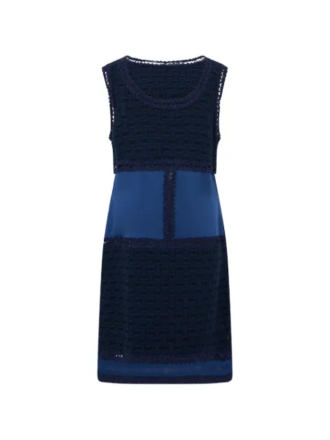 Alberta Ferretti crochet-knit color-block mini dress Blue A04481629