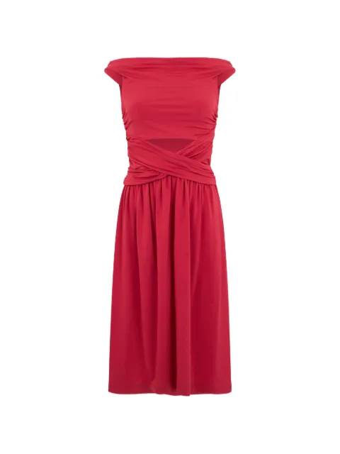 Alberta Ferretti pleated crossover-waist midi dress Red A04111621
