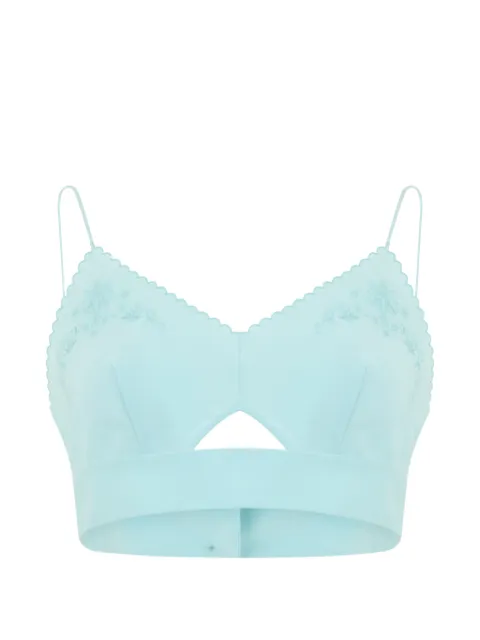 Alberta Ferretti scalloped floral-embroidered top Blue A08100142