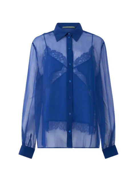 Alberta Ferretti sheer silk long-sleeve shirt Blue A02010114