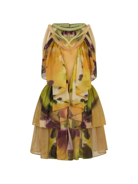 Alberta Ferretti floral-print ruffled mini dress Yellow A04640142