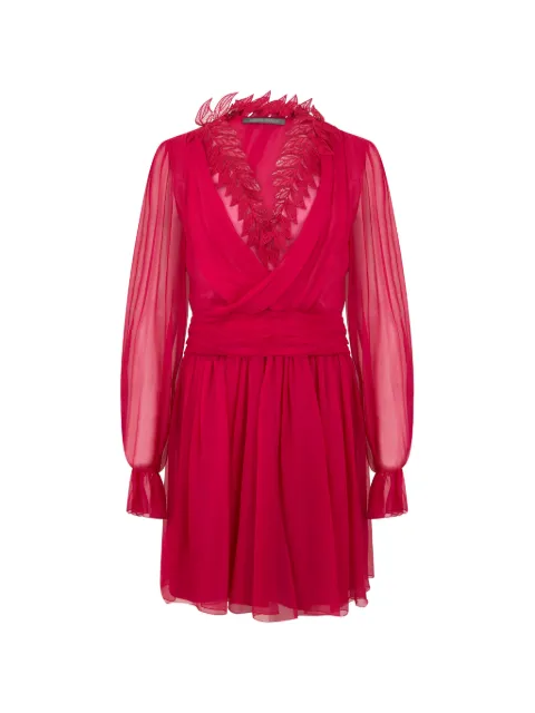 Alberta Ferretti long-sleeve mini dress Red A04570114