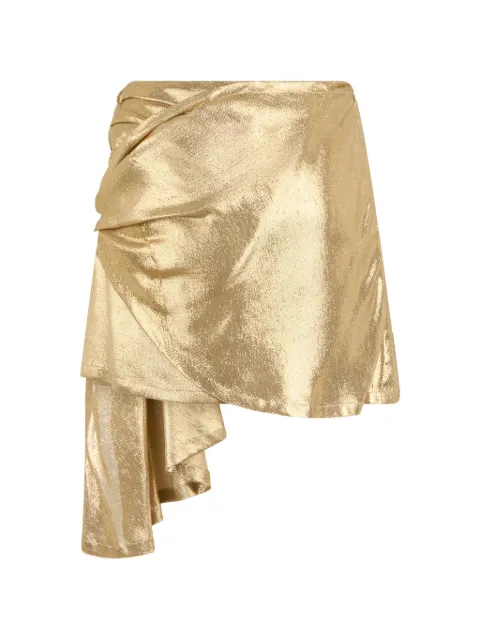 Alberta Ferretti metallic-finish draped mini skirt Gold A01010127