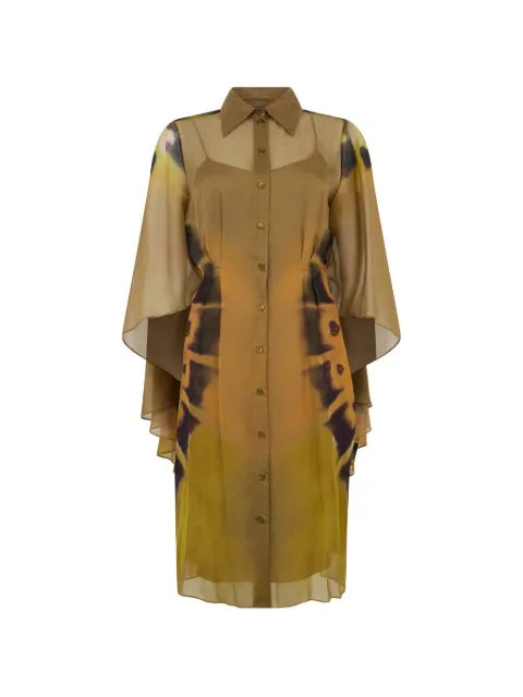 Alberta Ferretti butterfly-print wide-sleeve dress Yellow V04390142