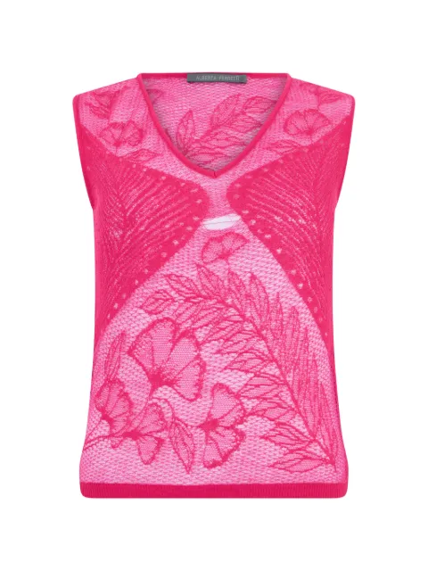 Alberta Ferretti floral-pattern V-neck top Pink A08860104
