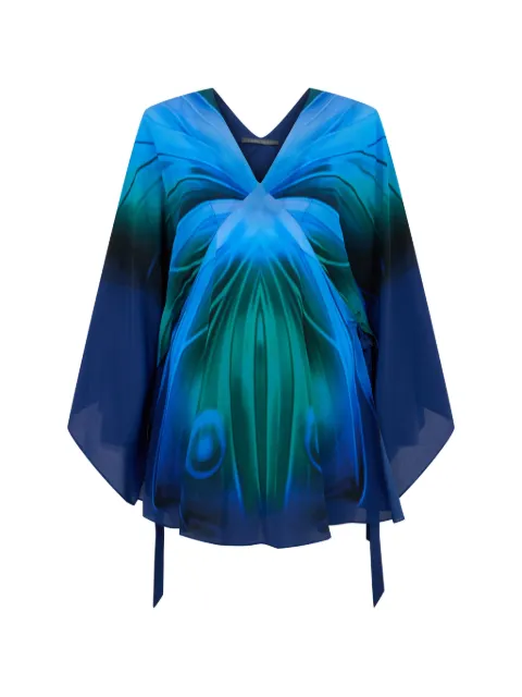 Alberta Ferretti gradient-effect V-neck blouse Blue A04400146