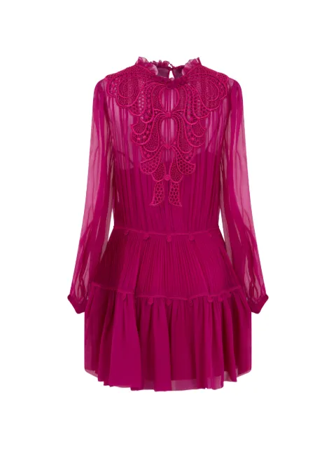 Alberta Ferretti lace-trimmed pleated mini dress Pink A04590114