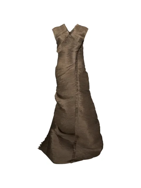 Alberta Ferretti pleated ruffled maxi dress Brown J04730178