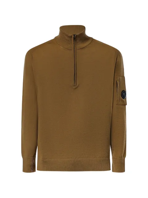 C.P. Company Lens-detail quarter-zip sweater Brown 21CMKN070A005528A340