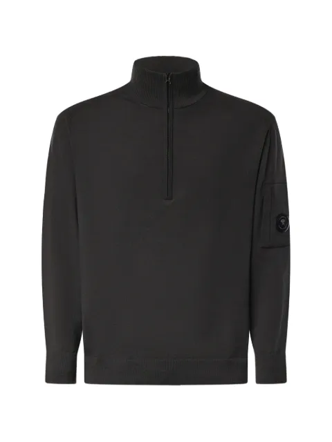 C.P. Company Lens-detail quarter-zip sweater Black 21CMKN070A005528A985