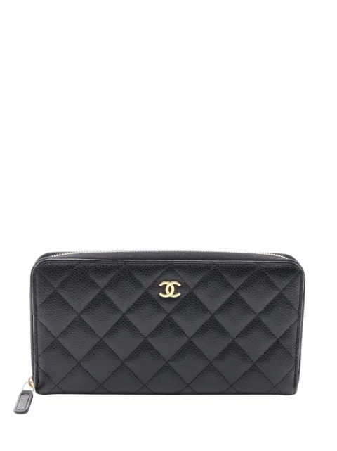 CHANEL Pre-Owned 2021-2026 CC Quilted Caviar Zip Around Wallet long wallets Black 5ZKQRBIOWOP27UTW