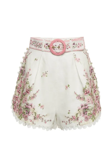 ZIMMERMANN floral-print belted mini shorts White 1362740