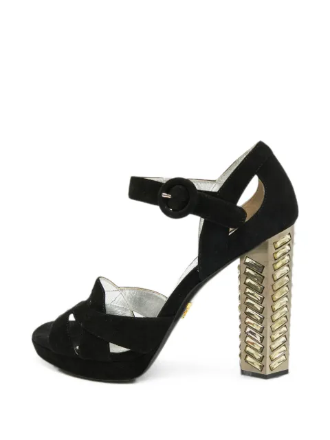Prada Pre-Owned suede crystal-embellished heeled sandals Black 1374773