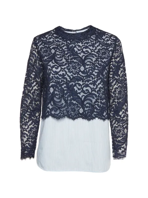 SANDRO pinstripe lace-overlay blouse Blue 1373964