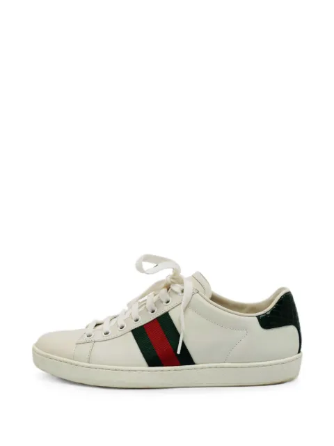 Gucci Pre-Owned Ace croc-embossed leather sneakers White 1366948