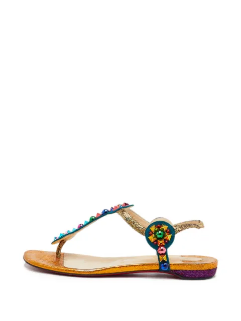 Christian Louboutin Pre-Owned studded glitter sandals Gold 1372685
