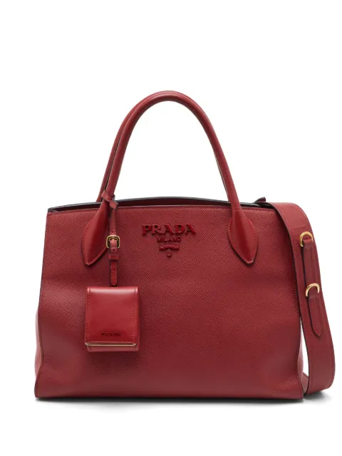 Prada Pre-Owned Monochrome leather tote bag Red 1371987