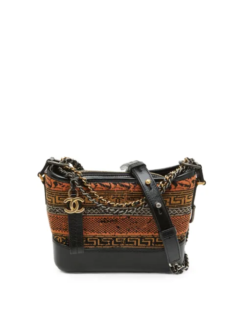 CHANEL Pre-Owned 2018 Gabrielle knitted shoulder bag Black 1375340