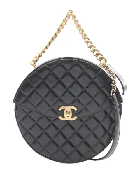 CHANEL Pre-Owned 2018 CC Quilted Lambskin Round Single Flap satchel Black JZNA5VWSEWE6FANE