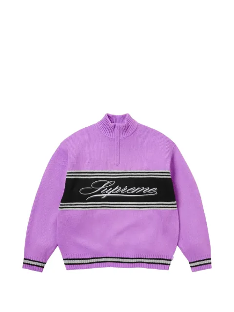 Supreme Script Stripe half-zip sweater Purple SU27917