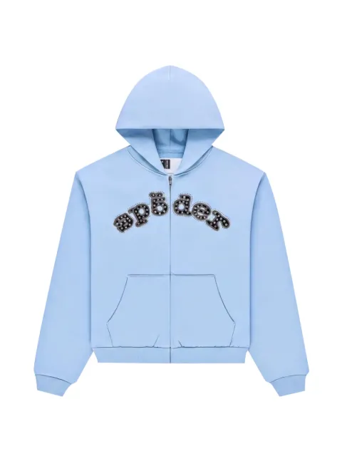 SP5DER Mixed Stone OG V2 rhinestone-embellished zip-up hoodie Blue SP5DER535
