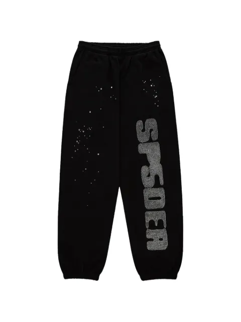 SP5DER rhinestone-embellished track pants Black SP5DER541