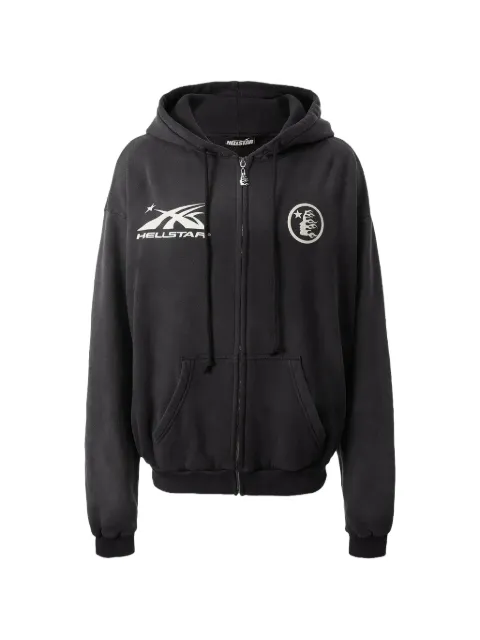 HELLSTAR logo-print zip-up hoodie Black HSR314