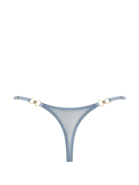 Bordelle Pearl Strap embroidered thong Blue AW27T02