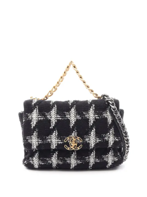 CHANEL Pre-Owned 2020 Large Tweed 19 Flap satchel Black YNL9JF379XZ5H1AH
