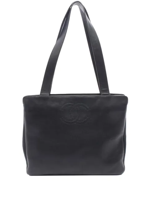 CHANEL Pre-Owned 2000-2002 CC Lambskin tote bag Black 2SUV4FEAK96K5D77