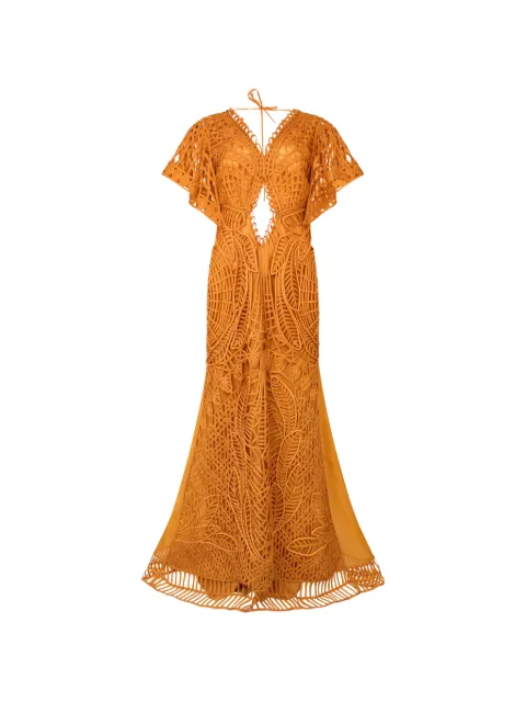 Alberta Ferretti cut-out silk party dress Orange A04160158