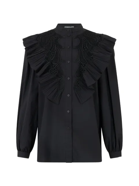 Alberta Ferretti ruffled lace-panel shirt Black A02130126