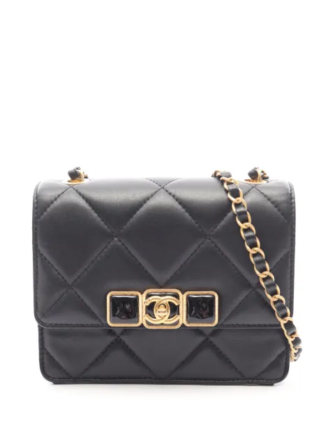 CHANEL Pre-Owned 2021-2026 CC Quilted Lambskin Resin Flap crossbody bag Black 9ZN9RM0JTR80DBOE