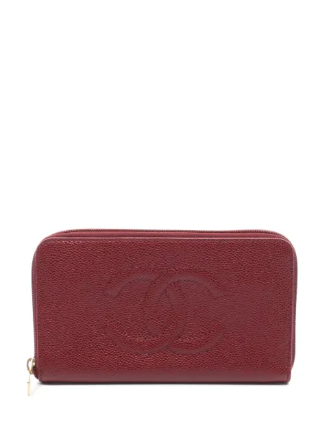 CHANEL Pre-Owned 2000-2002 CC Caviar Zip Around Wallet long wallets Red 5QPN76DXLI5D05RP