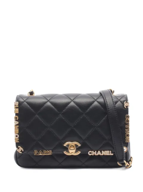 CHANEL Pre-Owned 2021-2026 Quilted Lambskin Paris Monaco Flap crossbody bag Black SP8P1HBSR32BKNJ7